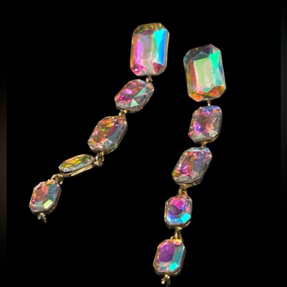 Gift with purchase Long Dangling Crystal Earrings - vintage 80’s - Picture 8 of 9